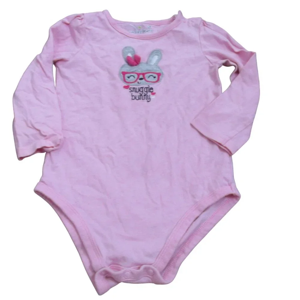 Jumping Beans 1 Pc Bodysuit Toddler Girls 18M Pink Snuggle Bunny Long Sleeve